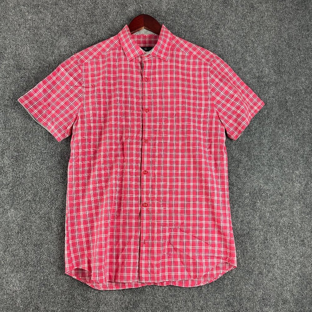 Stone Rose Shirt Mens 3 Medium Pink Cotton Button Up Short Sleeve